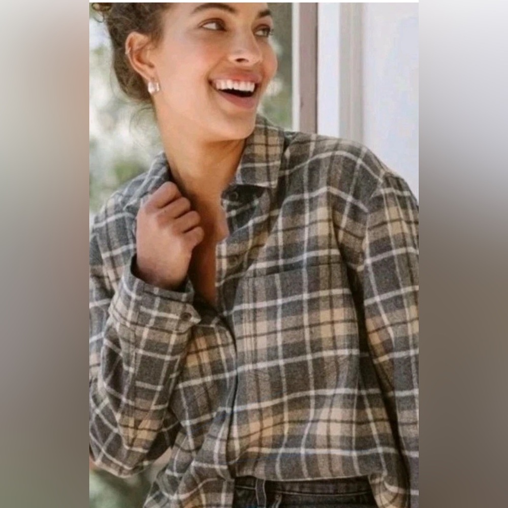Jenni Kayne plaid Wool blend Button-Up Shirt / jacket XL